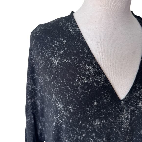 ALEMBIKA Oversized Flowy Black White Short Sleeve V Neck Top Large - Picture 5 of 8